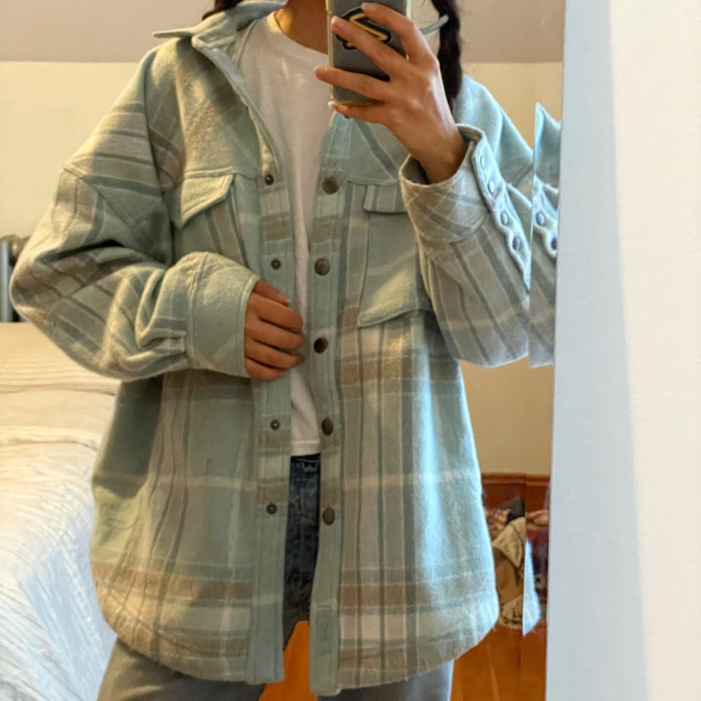 Free People Oversized Plaid Button Down